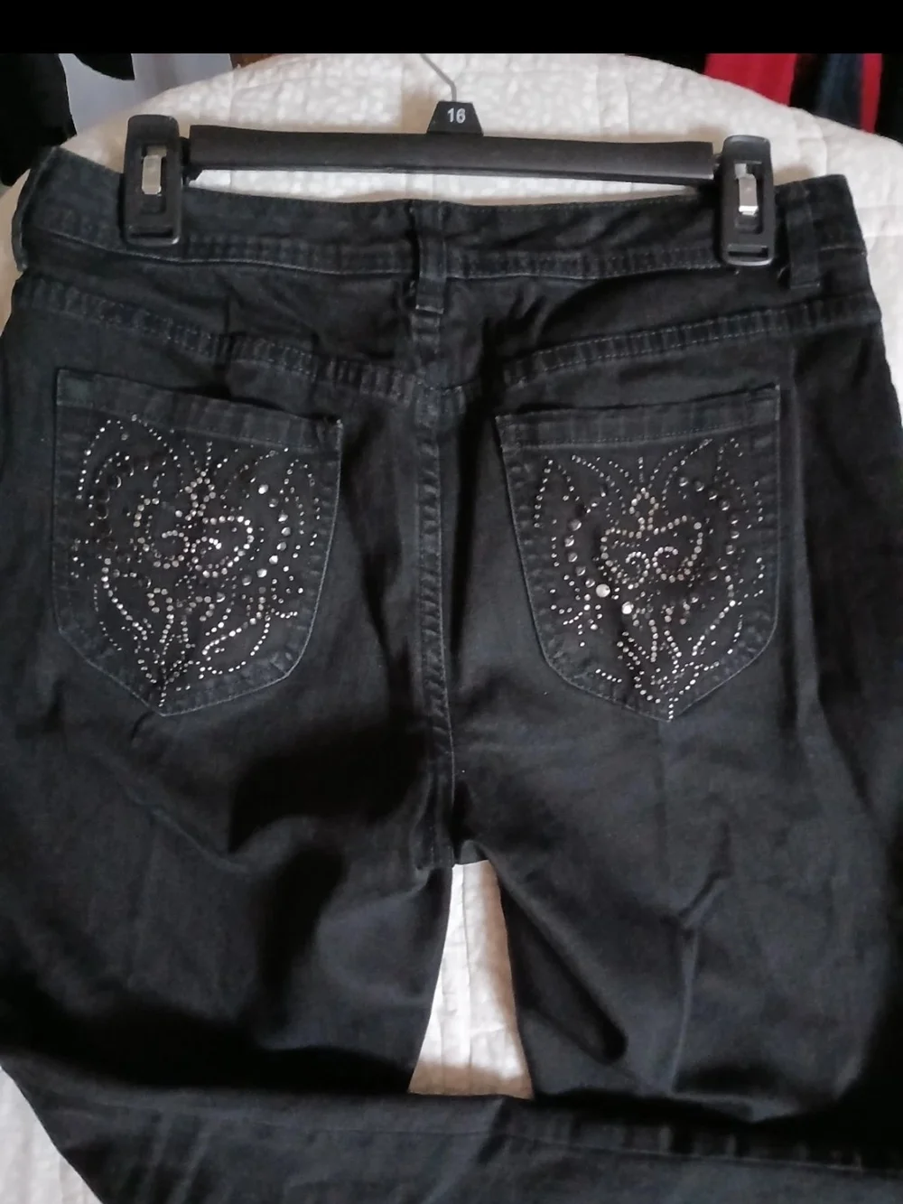 Chicos Black Women's Jeans with Studded Back Pockets - Sz 6 Regular Inseam 31